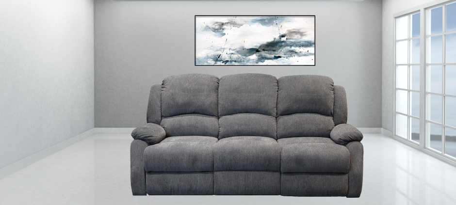 Crawford Reclining Gray Chenille Sofa by American Home Line